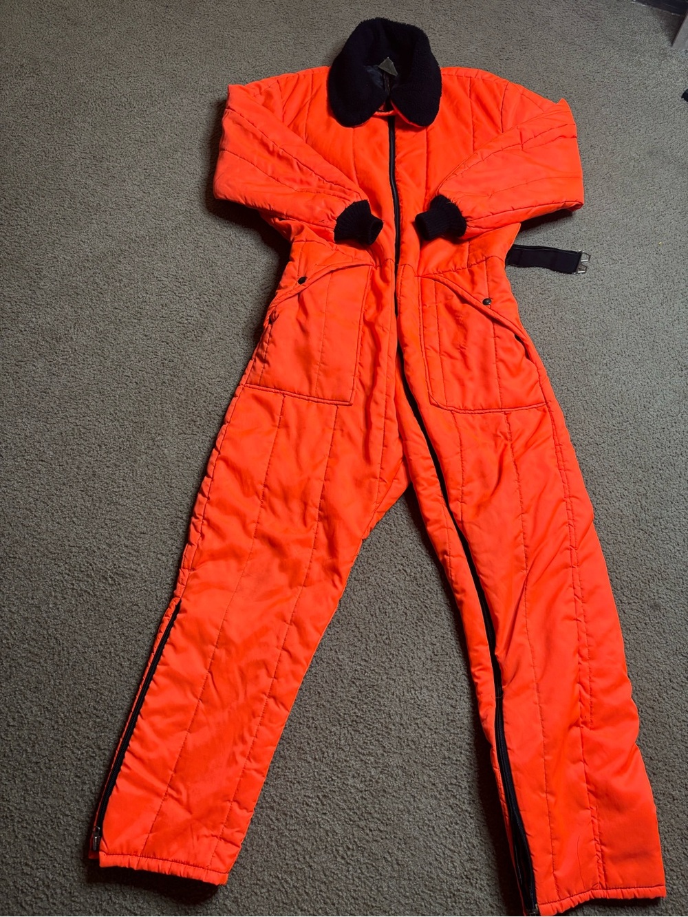 Quilted Orange Women's Jumpsuit with Black Trim